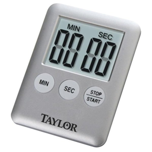 Taylor Timer, LCD Display, 0 min 0 sec to 99 min 59 sec, Gray 5842N15